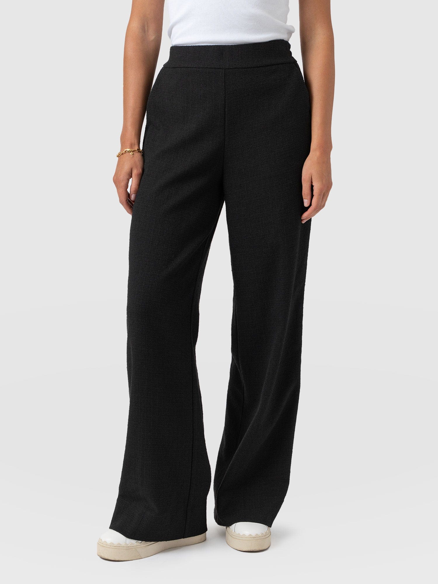 Arden Wide Leg Pant - Black Boucle - Women's Trousers | Saint + Sofia® EU